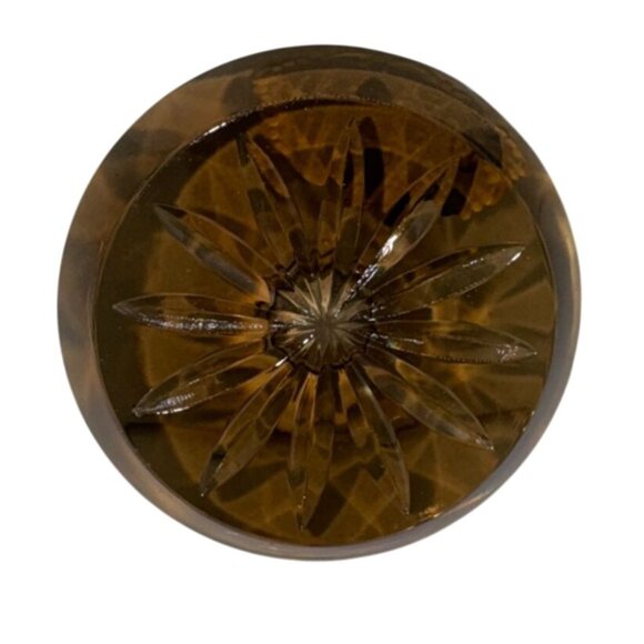 ECHT BLEIKRISTALL LEAD CRYSTAL CANDLE HOLDER AMBER GERMAN 2" DIAM - Picture 2 of 3